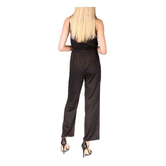 MICHAEL MICHAEL KORS Womens Black Elastic Waist Straight leg Jumpsuit 10 - Picture 2 of 4